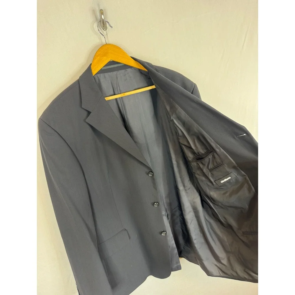 Strellson Novara-Luigi Mens 46 Black 100% Virgin Wool 3-Button Blazer Jacket